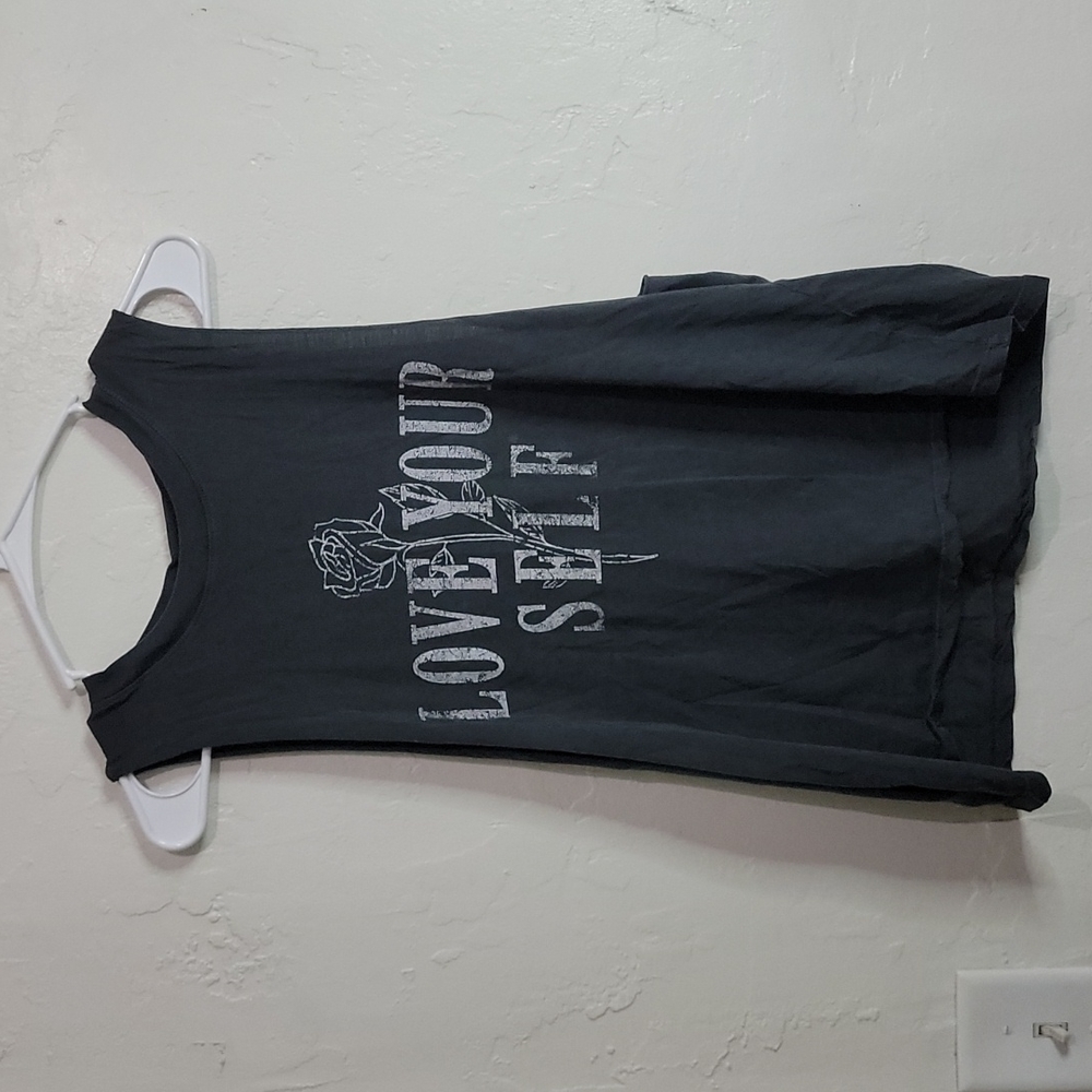 Forever 21 Gray Love Yourself Muscle Tee